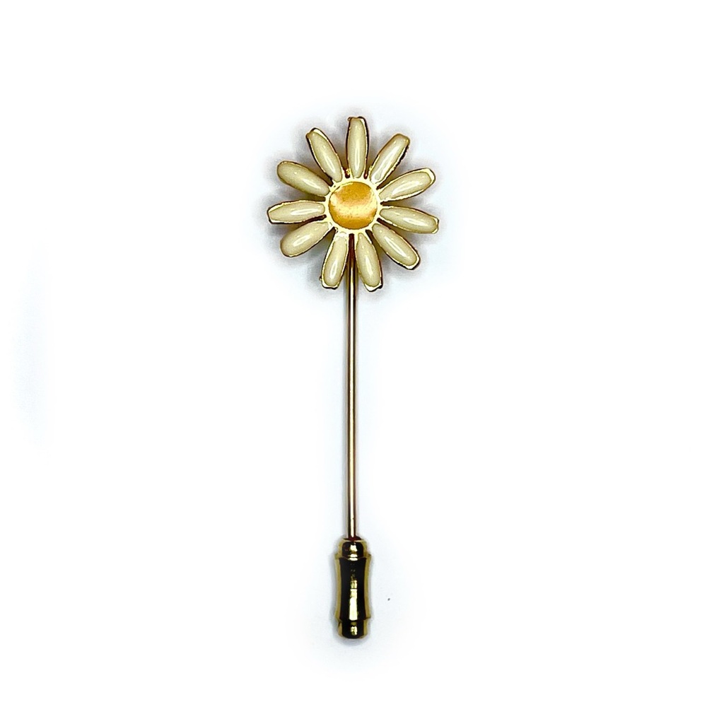 10k Gold Daisy Enamel Stick Pin